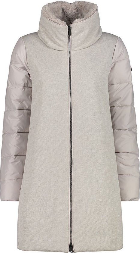 Parka longue matelassée en nylon élastique avec capuche amovible Femme bleu Wool