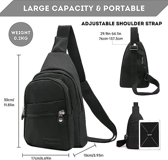 Mens Sling Bags Slanke Borst Tas Casual Schoudertas Sport Crossbody