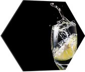 Dibond Hexagon - Water met een Limoenschijfje - 50x43.5 cm Foto op Hexagon (Met Ophangsysteem)