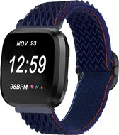 Nylon Smartwatch bandje - Geschikt voor Fitbit Versa / Versa 2 elastisch bandje - blauw - Strap-it Horlogeband / Polsband / Armband