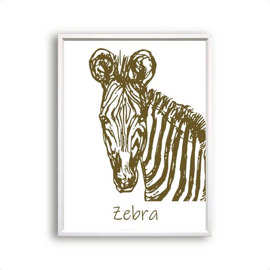 Postercity - Jungle/Safari Getekende Zebra met Tekst - Dierenposter - Babykamer / Kinderposter - Muurdecoratie - 70x50cm