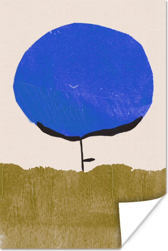 Poster Bloem - Abstract - Blauw - Groen - 20x30 cm