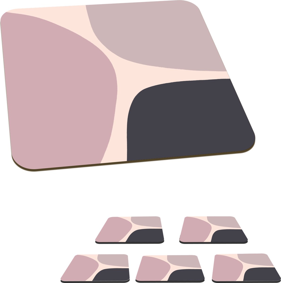 Onderzetters voor glazen - Pastel - Design - Minimalisme - 10x10 cm - Glasonderzetters - 6 stuks