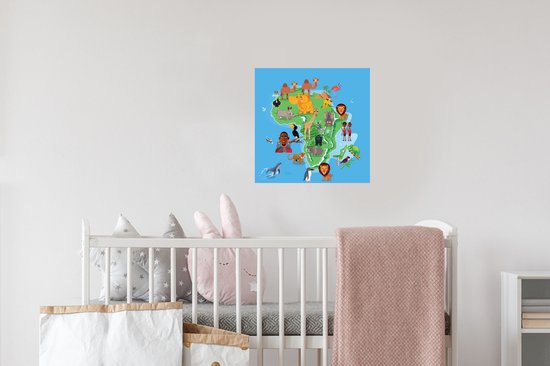 Sticker Muursticker L'illustration des Big Five - illustration de la carte de l' Afrique les Big Five - 30x30 cm - film adhésif autocollant - sticker mural repositionnable