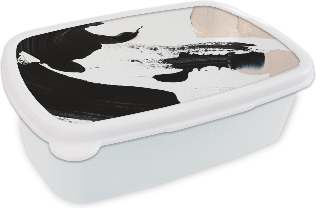 Broodtrommel Wit - Lunchbox - Brooddoos - Verf - Design - Abstract - 18x12x6 cm - Volwassenen