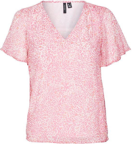 Vero Moda T-shirt Vmsmilla Ss V-neck Top Wvn Ga 10290129 Parfait Pink/lea Dames Maat - XS