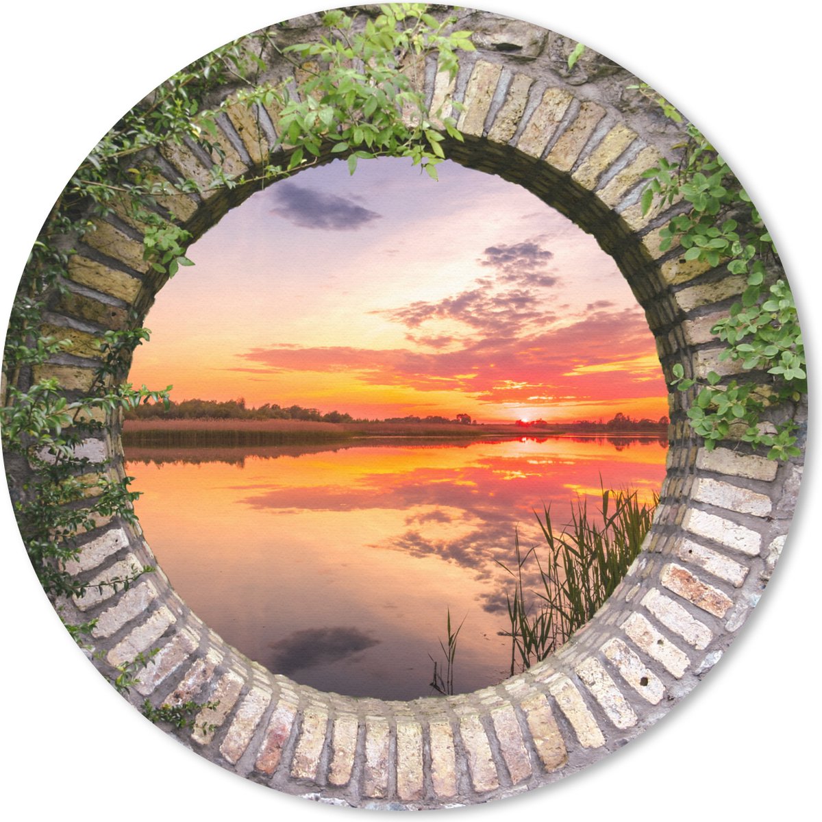Muismat rond 30x30 cm - Mousepad Zee - Zonsondergang - Doorkijk - Ronde muismatten