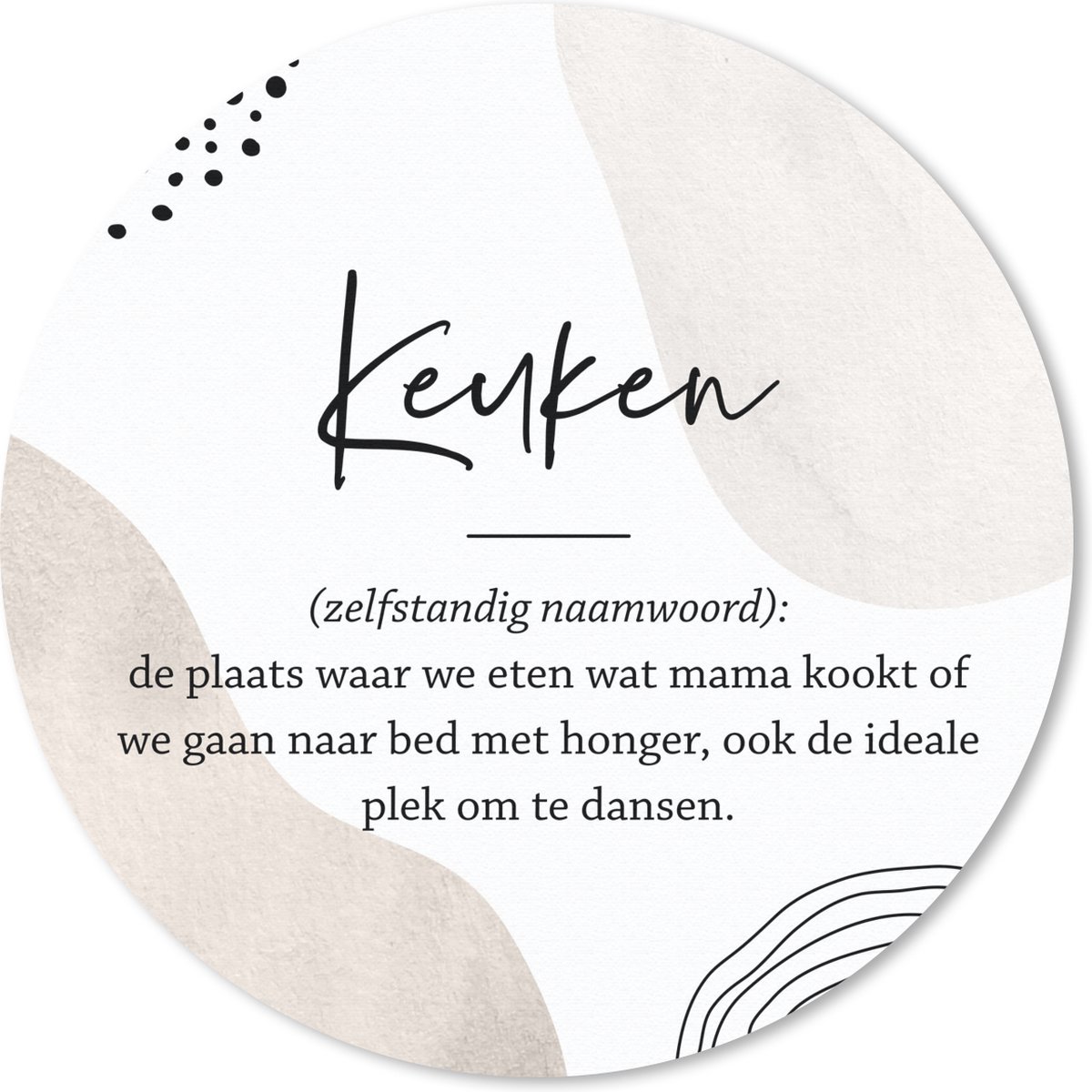 Muismat rond 20x20 cm - Mousepad Keuken - Moeder - Quotes - Keuken definitie - Spreuken - Ronde muismatten