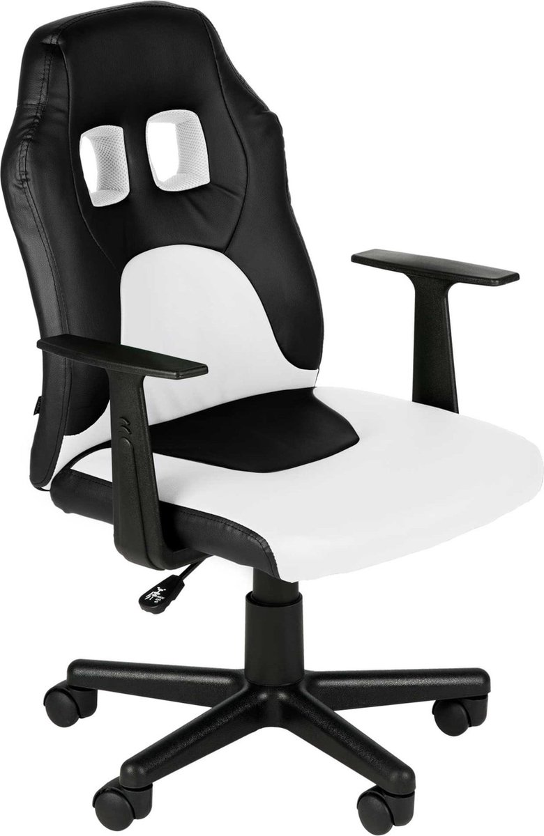 Bureaustoel kinderen - Kunstleer - Wit - Op wielen - Ergonomische bureaustoel - Voor kinderen - Gamestoel - In hoogte verstelbaar