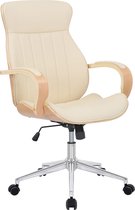 Luxe Bureaustoel Adone - Creme kunstleer - Met Rugleuning en Armleuning - In hoogte verstelbaar - Ergonomisch