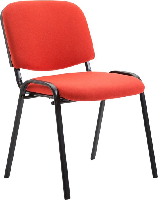 Stoel - Rood - Stapelbaar - Vergaderstoel - 100% polyester - Bezoekersstoel - Zithoogte 44cm