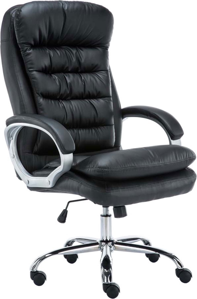 Dalila Bureaustoel Modern - Zwart - Op wielen - Kunstleer - Voor volwassenen - Ergonomische bureaustoel - In hoogte verstelbaar 45-52cm