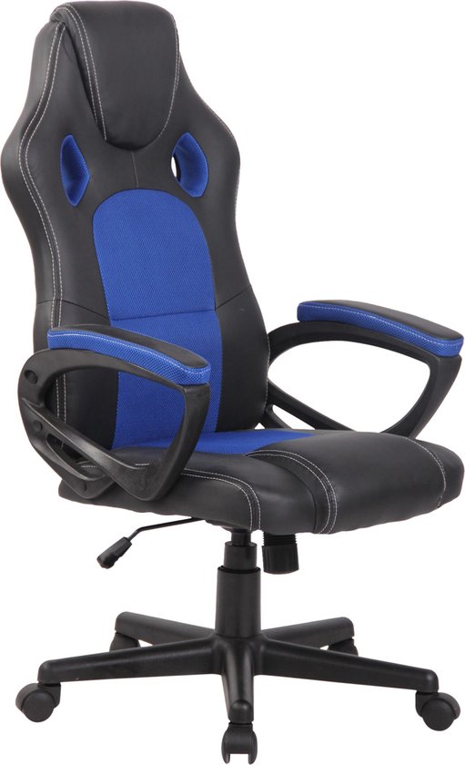 Gamingstoel deluxe - Blauw - Verstelbaar - Stoel - Gamingstoel met voetensteun - Ergonomische bureaustoel