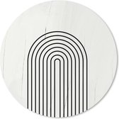 Muismat - Mousepad - Rond - Lijnen - Zwart - Wit - Abstract - 50x50 cm - Ronde muismat