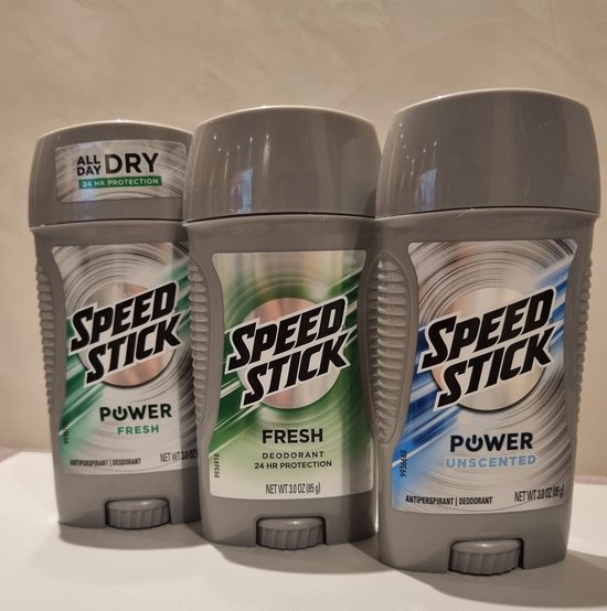 Speed ​​Stick - Mix - Power Fresh - Power Unscened - Fresh - Déodorant anti-transpirant pour homme - 3 x 85 g