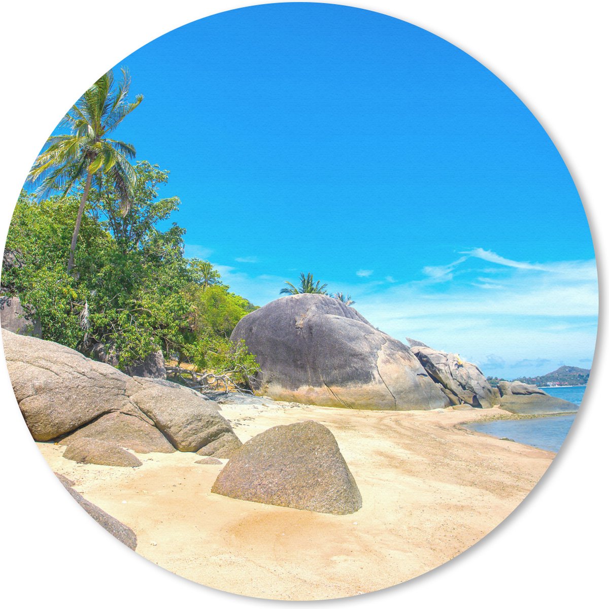 Muismat rond 40x40 cm - Mousepad Strand - Tropisch - Zee - Planten - Ronde muismatten