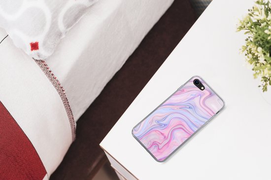 Convient pour coque iPhone SE 2022 - Imprimé marbre - Couleurs - Pastel - Coque de téléphone en Siliconen