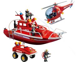 Playmobil 9503 - Mega Brandweer Set - Inclusief boot met onderwatermoter , helicopter en strandbuggy Playmobil 9503 - Mega Brandweer Set - Inclusief boot met onderwatermoter , helicopter en strandbuggy