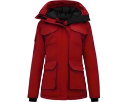 Dames Jas Lang - Damesjassen Winter - Gewatteerde Jas Dames Halflang - 7603 - Rood