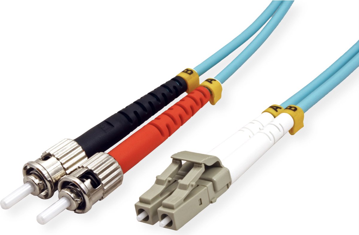 VALUE F.O. kabel 50/125µm OM3, LC/ST, turkoois, 0,5 m