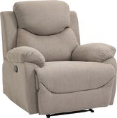 Mara Luxe Relaxstoel - Ligfunctie - Kantelbaar 150 ° - TV Fauteuil - Beige/Bruin - Linnen - ‎97 x 96 x 105,5 cm