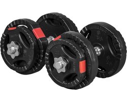 Gorilla Sports Dumbbellset 20 kg - Halterset - Verstelbare Halters - Gripper Kunststof - 30 mm - Dumbells