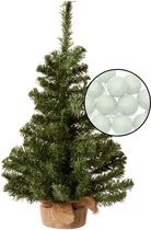 Mini sapin de Noël artificiel vert - avec cordon lumineux ampoules vert clair - H60 cm