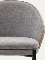Kave Home - Chaise Eamy gris clair en placage de frêne finition naturelle et métal noir