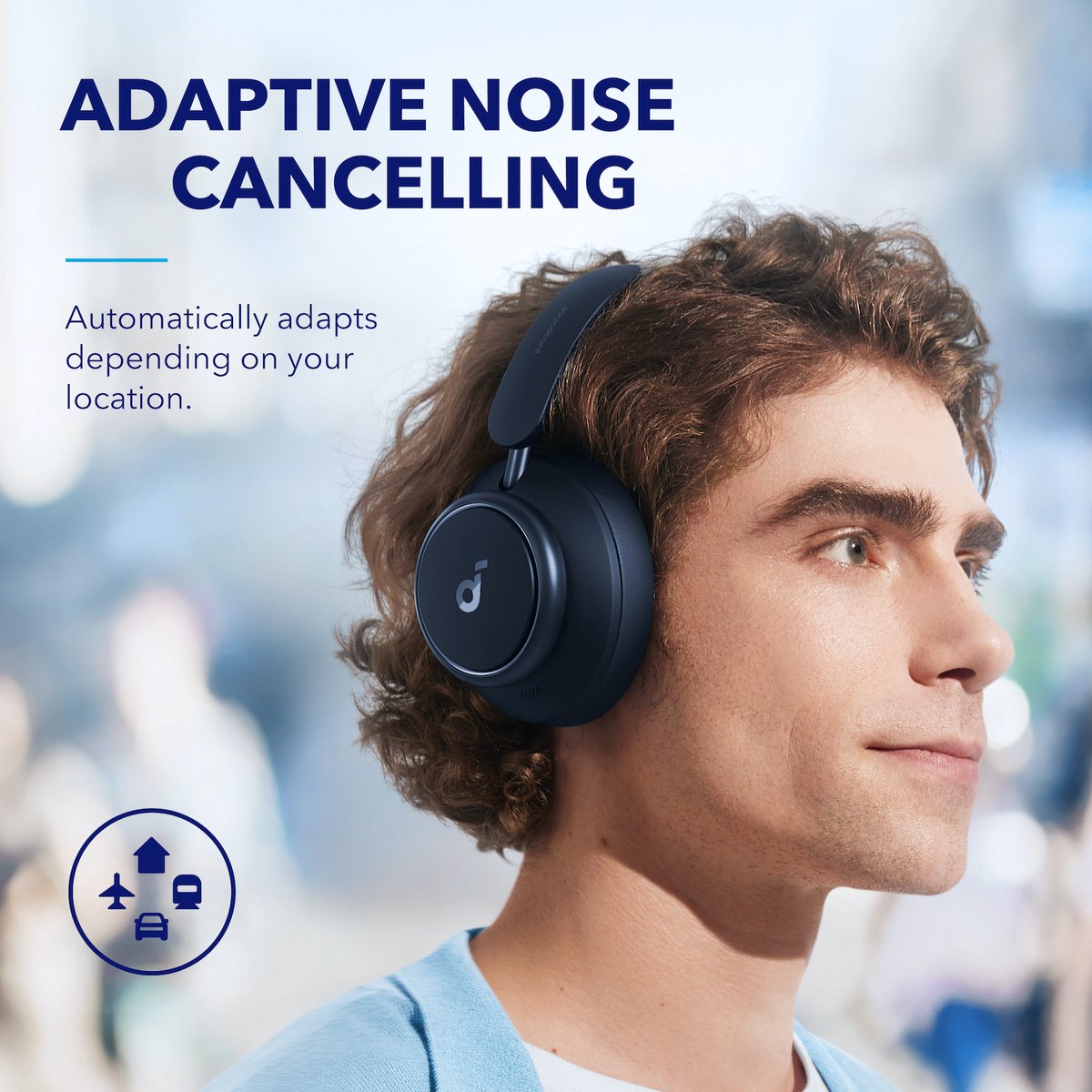 Afbeelding 2 van soundcore by Anker Space Q45 Draadloze Over-ear Koptelefoon Blauw - Headphones - Active Noise Cancelling tot 98%, Multipoint Connection, 65 uur accuduur, Bluetooth 5.3, LDAC, Hi-Res Certified