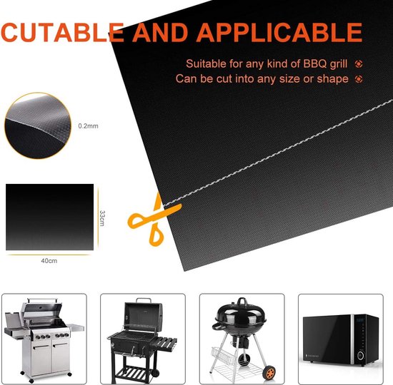 Grillmat voor gasbarbecue, 5 stuks, 40 x 33 cm, met 2 bakkwasten,... bol