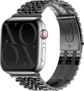 xoxo Wildhearts stalen bandje - Geschikt voor Apple Watch - Series 1/2/3/4/5/6/7/8/9/SE/Ultra (2) - Maat: 42 mm / 44 mm / 45 mm / 49mm - Horlogeband - incl. horloge inkorter - Zwart