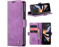 Casemania Hoesje Geschikt voor Samsung Galaxy Z Fold 5 - Bright Lila - Portemonnee Book Case