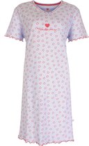 Tenderness Dames Nachthemd - Slaapkleed - Hartjesprint - 100% Katoen - Licht Blauw - Maat XL