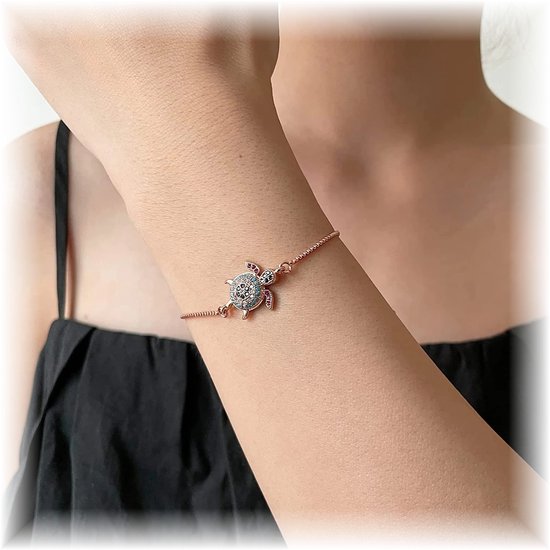 Fako Bijoux® - Bracelet Femme Tortue Strass - Ajustable - 14-20cm - Cadeau  -... | bol