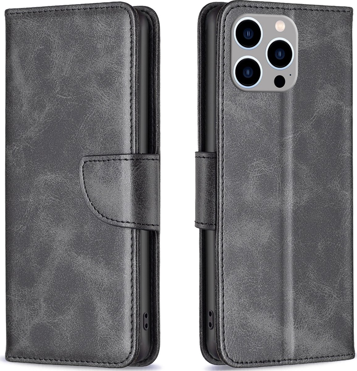 Mobigear Telefoonhoesje geschikt voor Apple iPhone 15 Pro Max Hoesje | Mobigear Excellent Bookcase Portemonnee | Pasjeshouder voor 3 Pasjes | Telefoonhoesje voor Pinpas / OV Kaart / Rijbewijs - Zwart