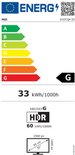 Energie-etiket voor MSI G32CQ4 E2 monitor, energielabel G, 33 kWh/1000h.