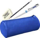 Etui - blauw - gevuld - pen, potlood, gum - WS-58100-BU