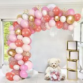 Fienosa Balloon Arch Rose - Ballons d'anniversaire de Luxe - Arche de ballons - Anniversaire - 125 pièces - Ballons à l'hélium - Décoration d'arche de ballons - Décoration de Fête d'anniversaire - Confettis en papier