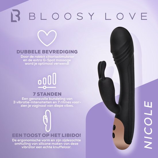 Bloosy Love Nicole - Vibromasseur Rabbit - Forme élégante - Stimulation du  point G - 7