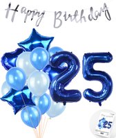 Snoes Ballonnen 25 Jaar Feestpakket – Versiering – Verjaardag Set Mason Blauw Cijferballon 25 Jaar - Heliumballon