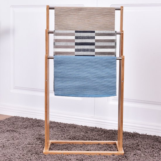 IDIMEX Kuno Handdoekhouder op standaard, kledingrek voor kleding en badkamer, met 3 niveaus om te drogen op verschillende hoogtes, metalen frame, grijs gelakt