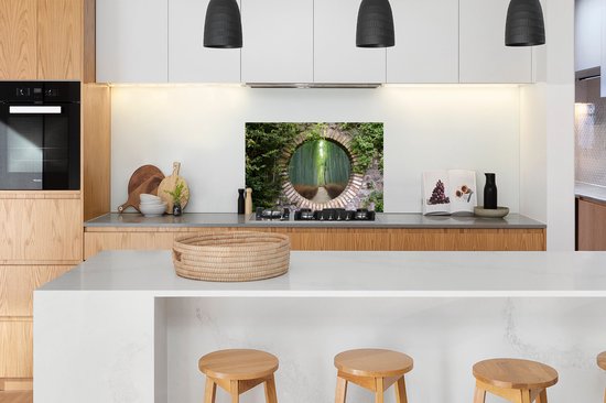 Spatscherm keuken 100x65 cm - Kookplaat achterwand Bamboe - Bos - Japans - Doorkijk - Muurbeschermer - Spatwand fornuis - Hoogwaardig aluminium