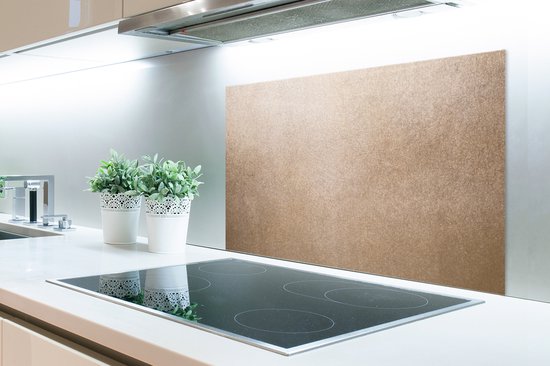 Spatscherm keuken 80x55 cm - Kookplaat achterwand Koperen structuur - Muurbeschermer - Spatwand fornuis - Hoogwaardig aluminium