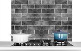 Spatscherm keuken 100x65 cm - Kookplaat achterwand - Grijs - Tegel patroon - Muurbeschermer hittebestendig - Spatwand fornuis - Hoogwaardig aluminium - Aanrecht decoratie