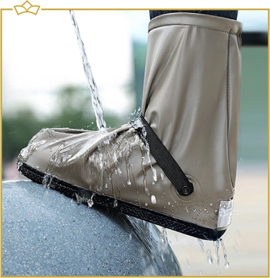 ATTREZZO® Regen overschoen – duurzaam - Hoog model – waterdicht en anti slip – Bruin - maat 40-41