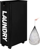 27,5 inch grote opvouwbare wasmanden met wiel, opvouwbare waszakken, kledingtas (zwart, L) wegwerp