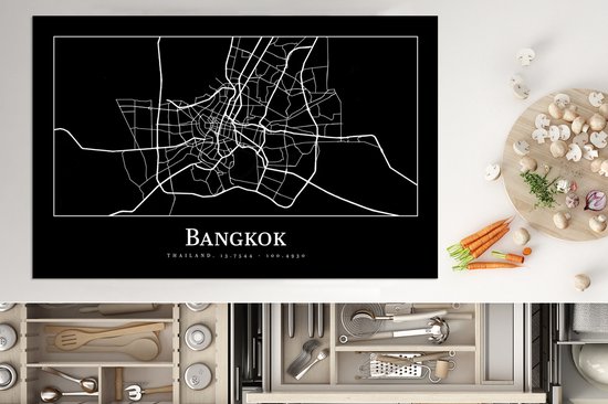 KitchenYeah® Inductie beschermer 81.6x52.7 cm - Bangkok - Kaart - Stadskaart - Plattegrond - Kookplaataccessoires - Afdekplaat voor kookplaat - Inductiebeschermer - Inductiemat - Inductieplaat mat