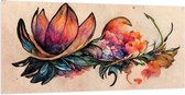 Tuinposter – Aquarel Tekening van Lelie Bloemen - 200x100 cm Foto op Tuinposter (wanddecoratie voor buiten en binnen)