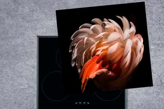 KitchenYeah® Inductie beschermer 78x78 cm - Flamingo - Veren - Licht - Macro - Kookplaataccessoires - Afdekplaat voor kookplaat - Inductiebeschermer - Inductiemat - Inductieplaat mat