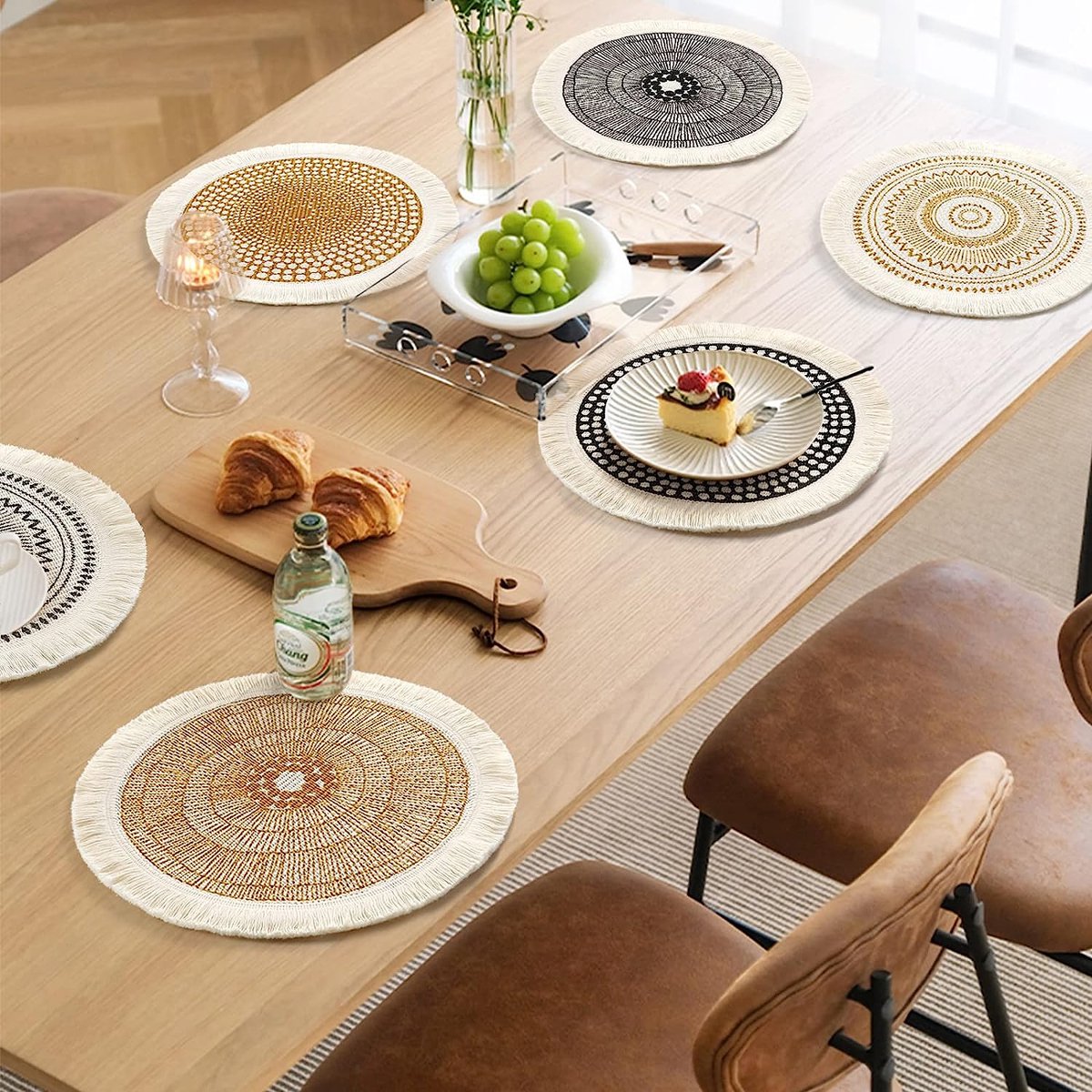 Famibay Placemats, afwasbaar, leer, antislip, zwart, placemat en Famibay Placemats, afwasbaar, leer, antislip, zwart, placemat en